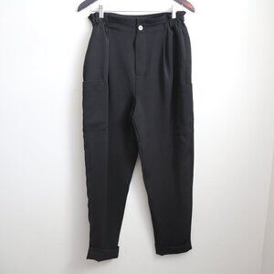 Zara High Waist Pleated Cargo Dress Pants With Oversized Button Detail Size 4